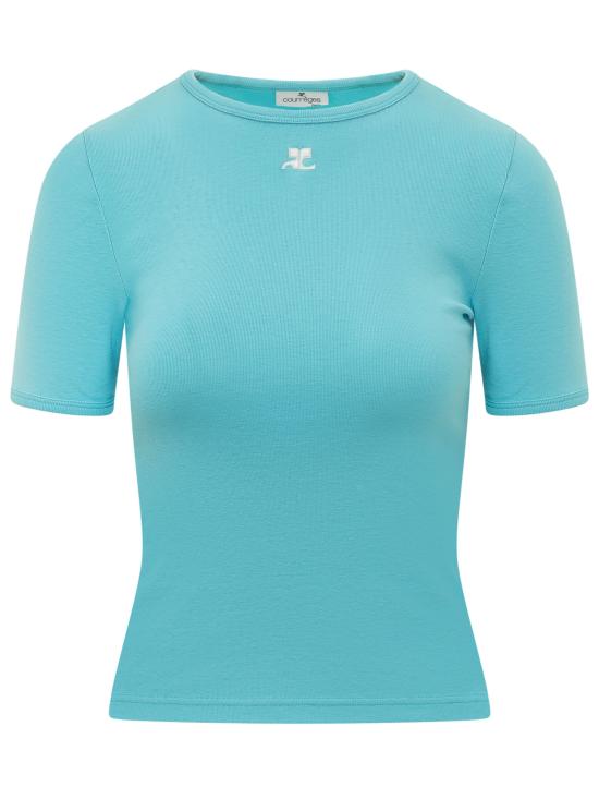 26SS 쿠레쥬 반팔 티셔츠 125JTS017JS0203 7027 AQUA