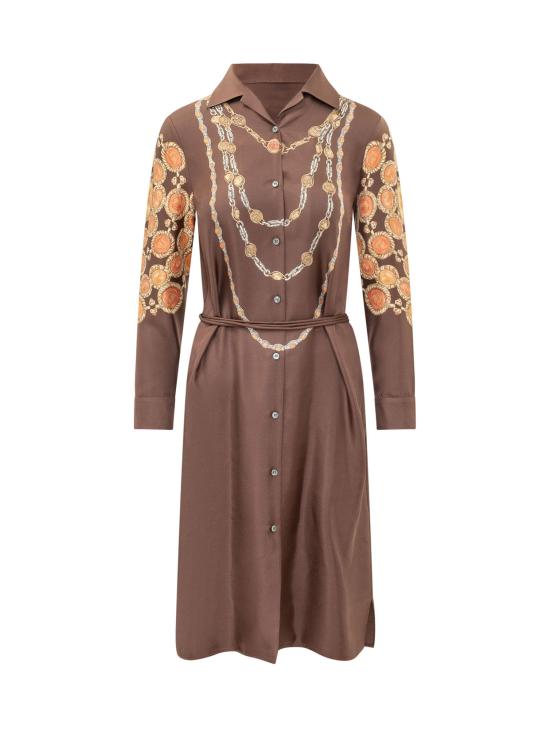 26SS 베르사체 미디 원피스 10246591A17952 5N940 CHOCOLATE AMBER