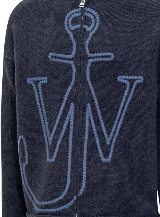 25FW JW앤더슨 앵커 자수 지퍼 후디 KW1429YN0412768 NAVY - JW ANDERSON