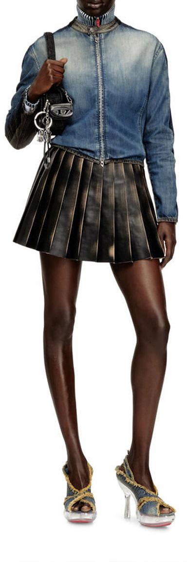 26SS 디젤 Short pleated distressed effect 스커트 A211530ALBP9XX BLACK - DIESEL