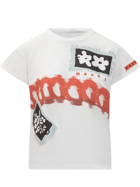25FW 마르니 반팔 티셔츠 THJE0374P0USCY39PRW01 WHITE