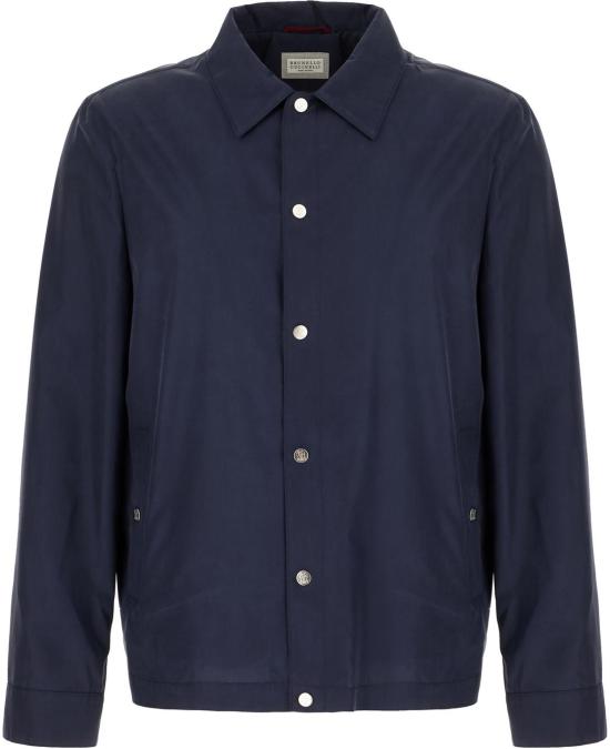 26SS 브루넬로 쿠치넬리 언라인드 멤브레인 실크 블루종 MZ4216541C905 BLUE