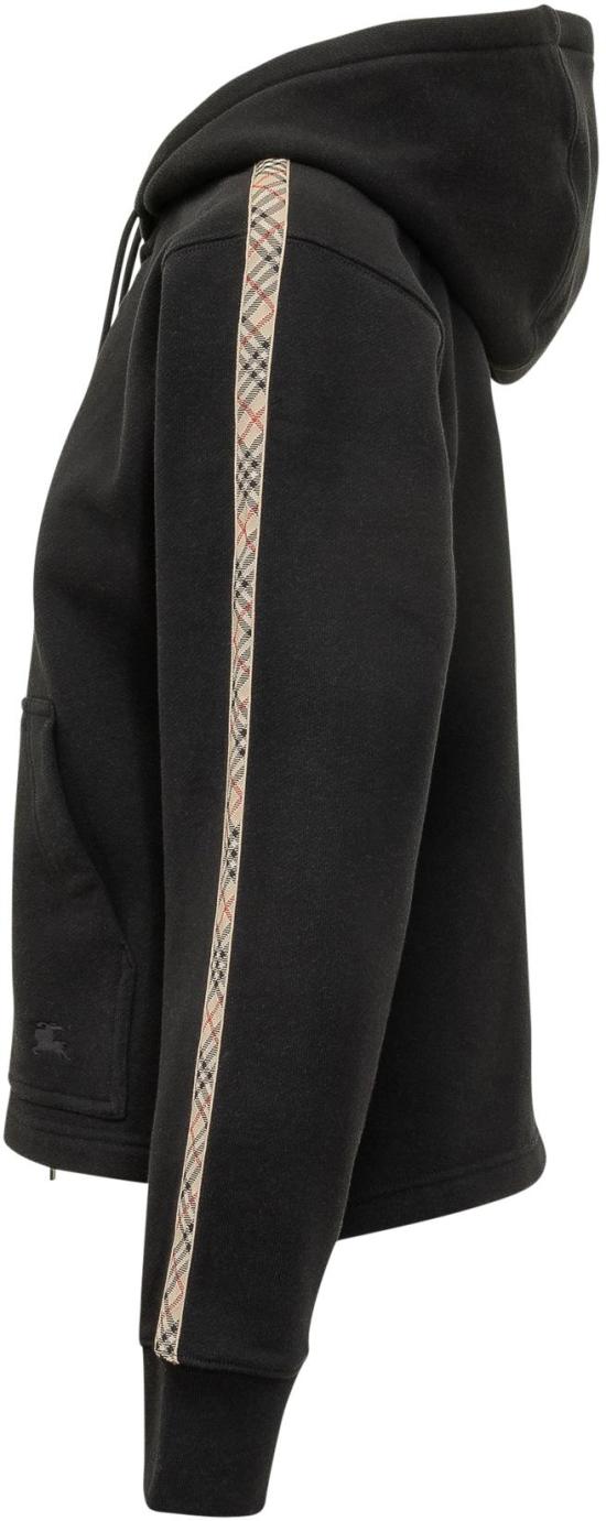 26SS 버버리 체크 트리밍 코튼 지퍼 후디 8121158A1189 BLACK - BURBERRY