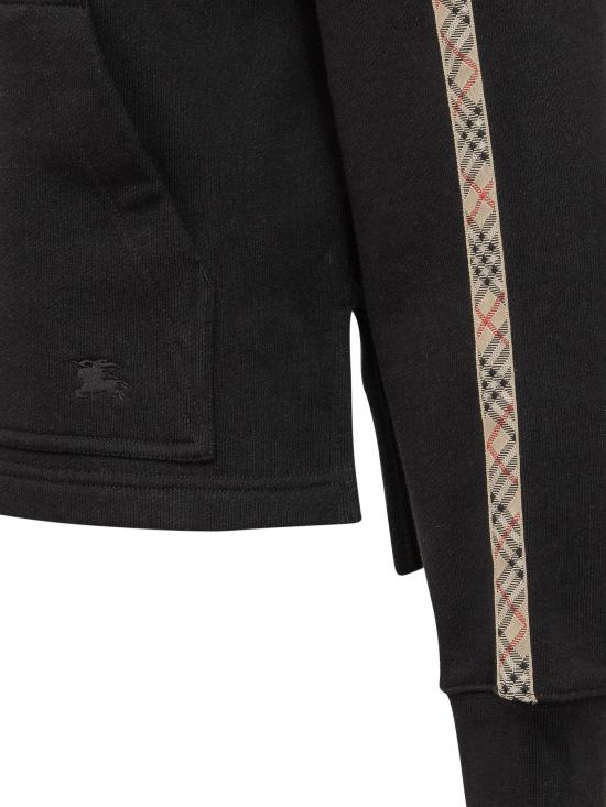 26SS 버버리 체크 트리밍 코튼 지퍼 후디 8121158A1189 BLACK - BURBERRY