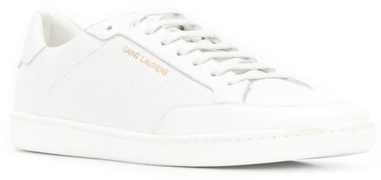  생로랑 퍼포레이티드 스무스 레더 코트 클래식 SL/10 스니커즈 6032231JZ109030 WHITE - SAINT LAURENT