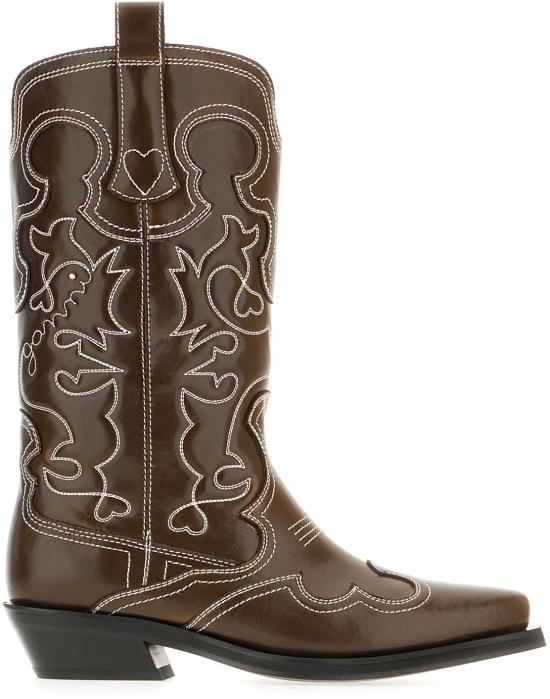 26SS 가니 미드 샤프트 엠브로이더리 웨스턴 부츠 S31124911887 BROWN