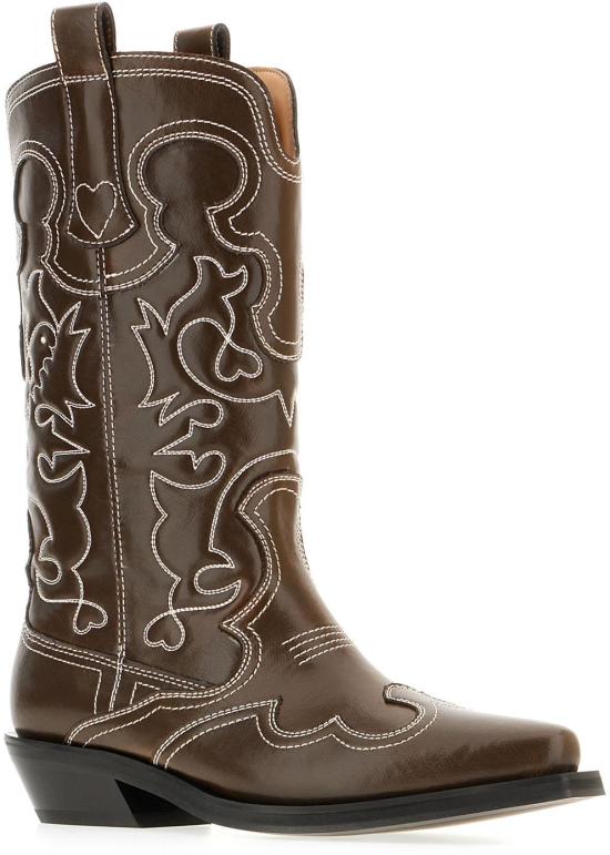 26SS 가니 미드 샤프트 엠브로이더리 웨스턴 부츠 S31124911887 BROWN - GANNI