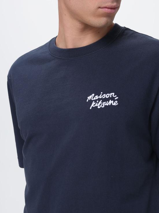 26SS 메종키츠네 핸드라이팅 컴포트 티셔츠 MM00126KJ7025 0414 Navy - MAISON KITSUNE