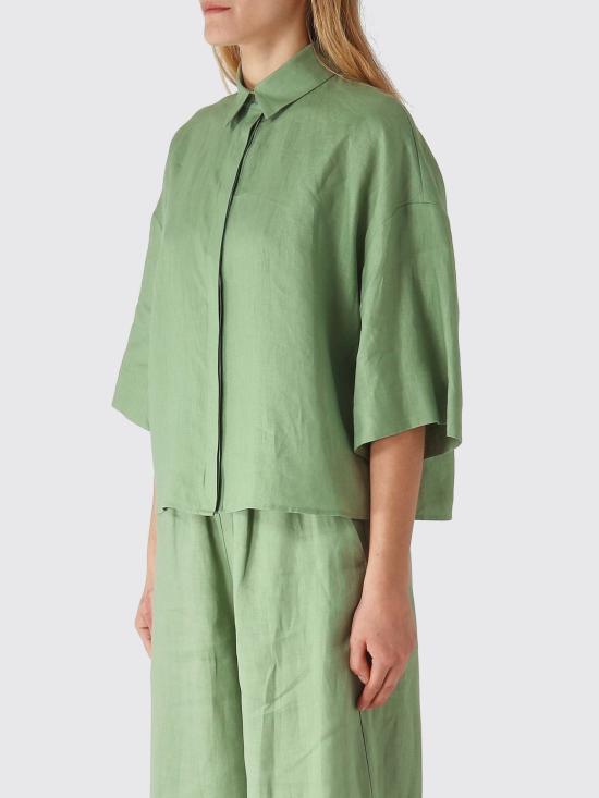 26SS 막스마라 리토 린넨 크롭 반소매 셔츠 2616111038600 013 Sage - MAX MARA