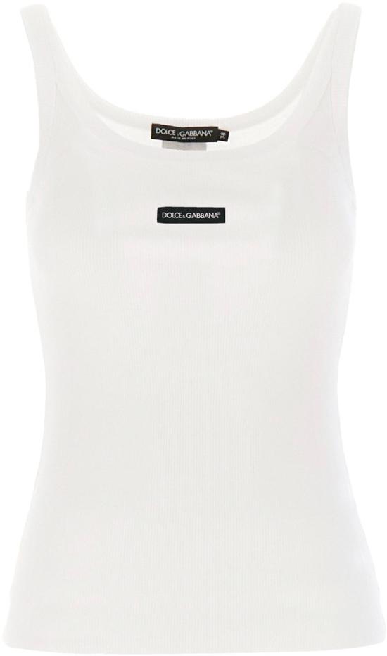 26FW 돌체앤가바나 로고 프린트 코튼 탱크 탑 G8PA8TG7P3IW0800 WHITE