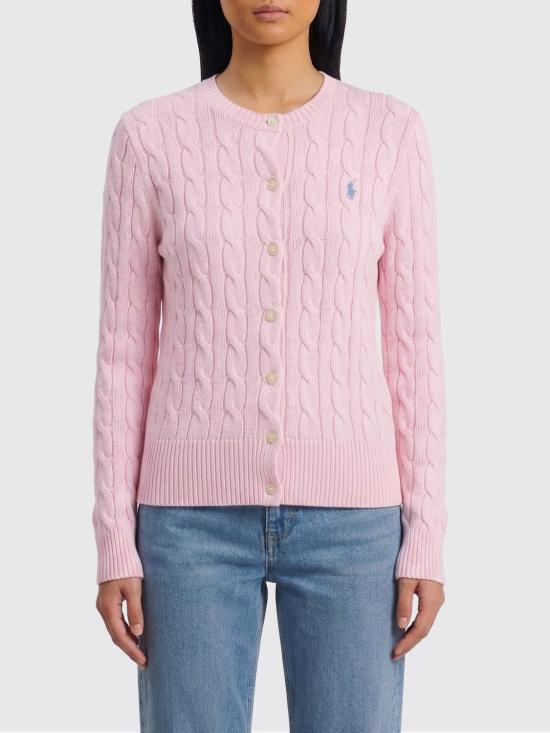 26SS 폴로 랄프로렌 폴로 자수 케이블 니트 가디건 211971868 010 Pink