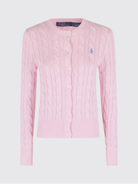26SS 폴로 랄프로렌 폴로 자수 케이블 니트 가디건 211971868 010 Pink - POLO RALPH LAUREN