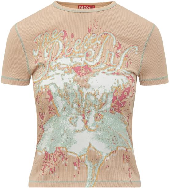 26SS 디젤 T-브렌다 애니멀리어-프린트 탑 A236820PFBE34VA BEIGE