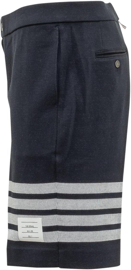 26SS 톰브라운 더블 페이스 니트 4바 버뮤다 쇼츠 MJQ242A07545415 NAVY - THOM BROWNE