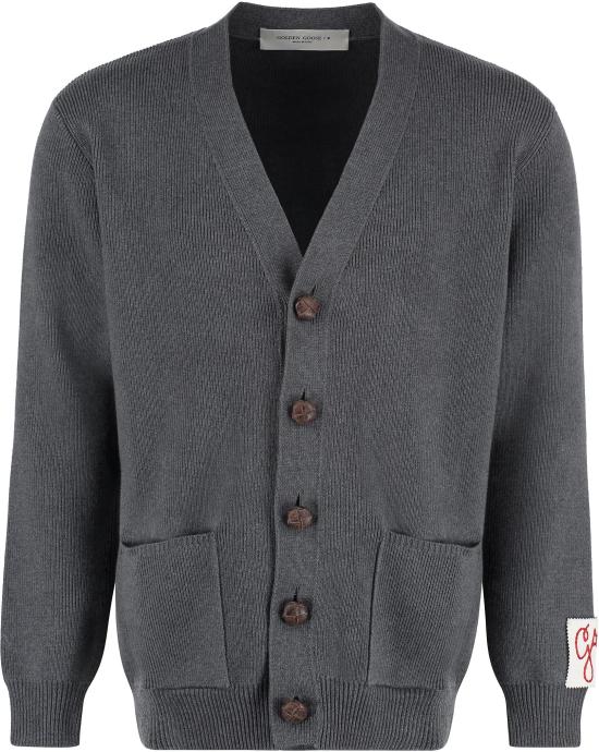 26SS 골든구스 코튼 니트 V넥 버튼 가디건 GMP00946 GREY