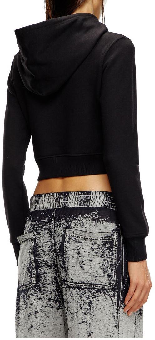 25FW 디젤 F 슬리미 후드 Od 컷 아웃 로고 크롭 후드티셔츠 A157140GRAC9XX BLACK - DIESEL