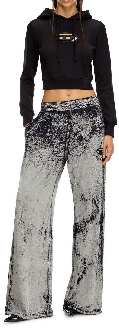 25FW 디젤 F 슬리미 후드 Od 컷 아웃 로고 크롭 후드티셔츠 A157140GRAC9XX BLACK - DIESEL