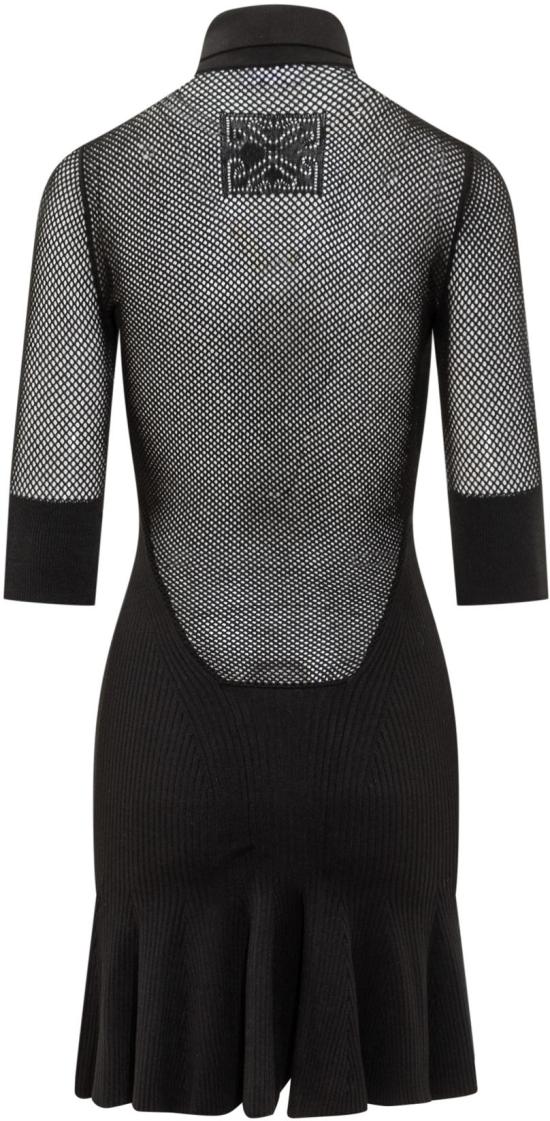  오프화이트 숏 원피스 OWHI116S24KNI0011010 BLACK - OFF WHITE