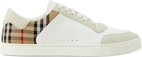 26SS 버버리 레더 스웨이드 체크 스니커즈 8069089A9022 WHITE