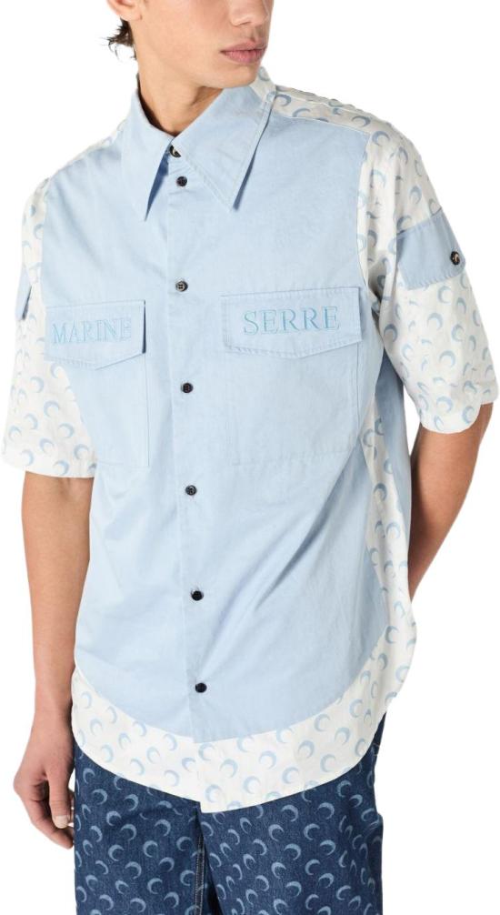 26SS 마린세르 반팔 셔츠 MSI074ARWOV0058WH12 LICHTBLUE - MARINE SERRE