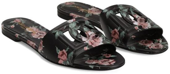26SS 돌체앤가바나 카프스킨 플랫 슬리퍼 CQ0436AZ046HN5XQ BLACK - DOLCE & GABBANA
