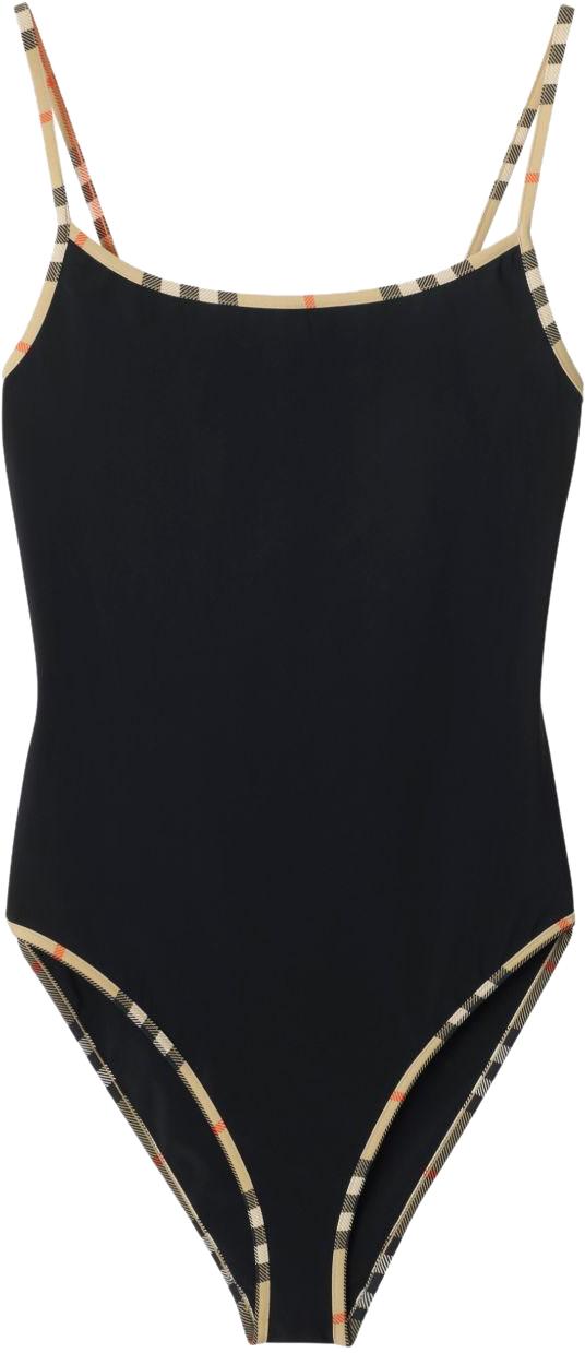 26SS 버버리 체크 트리밍 원피스 수영복 8118807A1189 BLACK