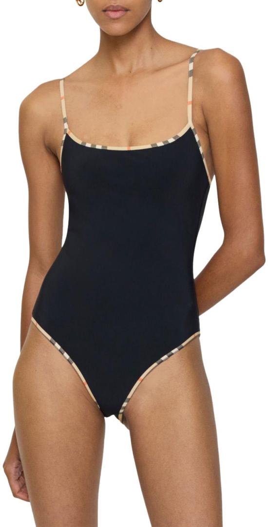 26SS 버버리 체크 트리밍 원피스 수영복 8118807A1189 BLACK - BURBERRY