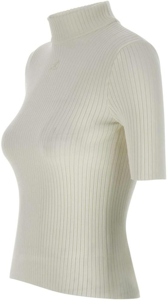 26SS 쿠레쥬 리에디션 니트 탑 숏슬리브 PERMPU026FI0001HERWHITE - COURREGES