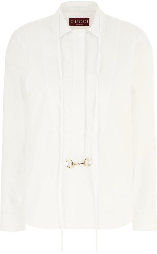 25FW 구찌 스빗 타이 넥 셔츠 831912Z8B2P9000 WHITE