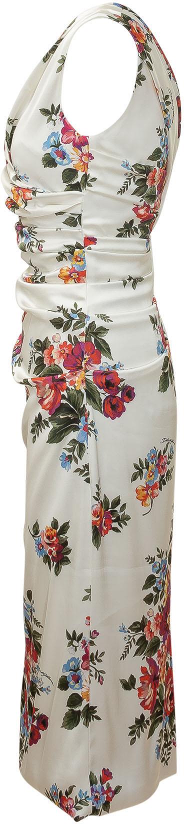 26SS 돌체앤가바나 플라워 부케 프린트 새틴 드레스 F612RTFSICEHA5ZO WHITE - DOLCE & GABBANA