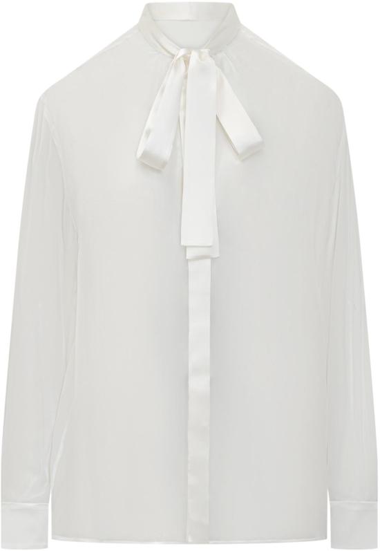 25SS 돌체앤가바나 쉬폰 보우 셔츠 F5T27TFU1ATW0800 WHITE