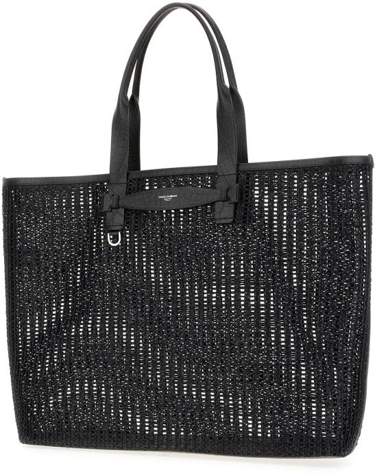 25SS 돌체앤가바나 Woven mesh and calfskin 쇼퍼백 BM2453A9O948B956 BLACK - DOLCE & GABBANA