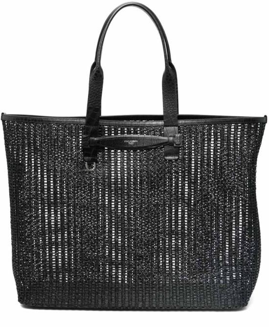 25SS 돌체앤가바나 Woven mesh and calfskin 쇼퍼백 BM2453A9O948B956 BLACK