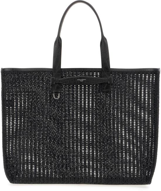 25SS 돌체앤가바나 Woven mesh and calfskin 쇼퍼백 BM2453A9O948B956 BLACK