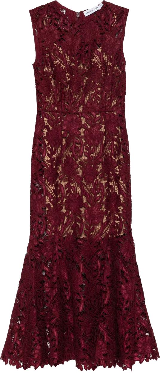 26SS 셀프 포트레이트 롱 원피스 RS26167MABUBURGUNDY MAROON