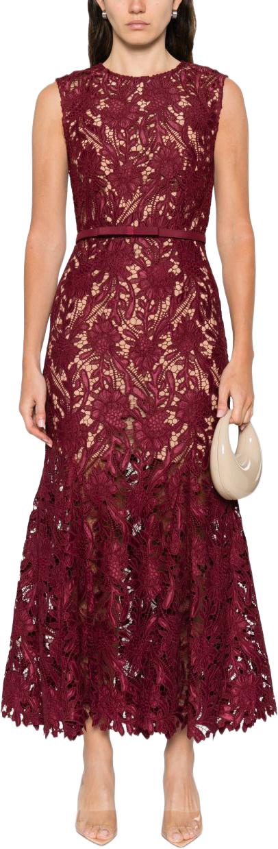 26SS 셀프 포트레이트 롱 원피스 RS26167MABUBURGUNDY MAROON - SELF PORTRAIT
