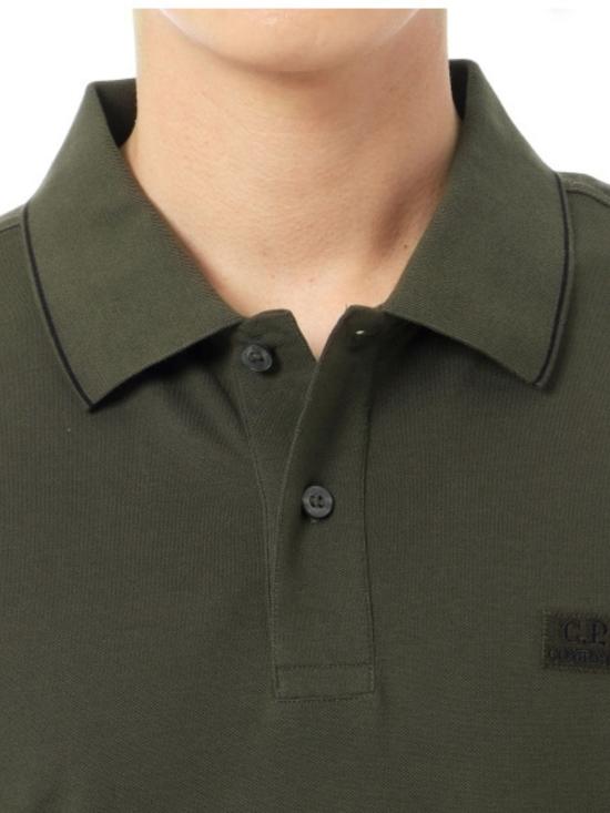 26SS 씨피 컴퍼니 스트레치 피케 스트라이프 칼라 반소매 폴로 셔츠 RCCMPL722A 005263W683 Green - C.P. COMPANY