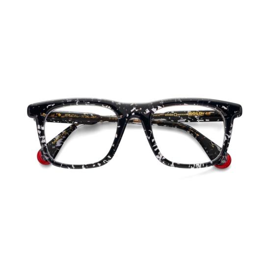  에트니아 바르셀로나 안경 브루탈 넘버 34 볼드 직사각형 아세테이트 안경테 (점박이 패턴)
