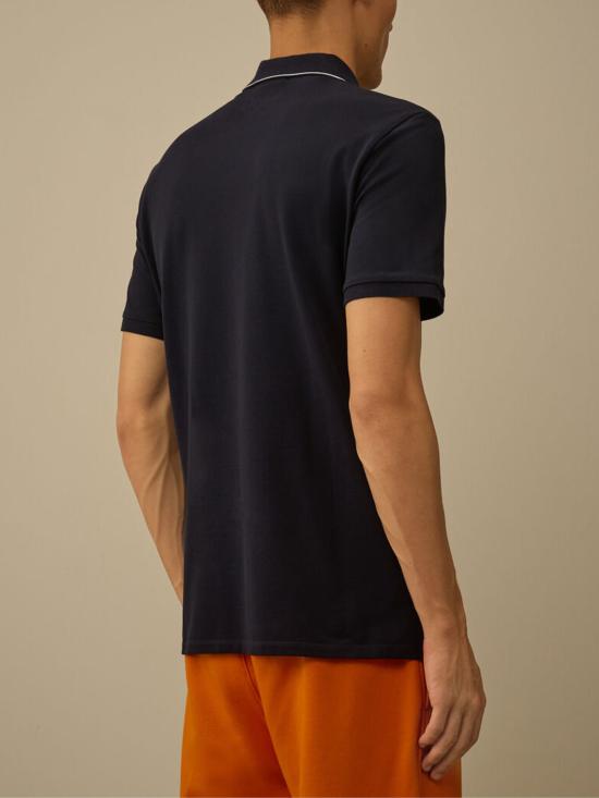 26SS 씨피 컴퍼니 스트레치 피케 스트라이프 칼라 반소매 폴로 셔츠 RCCMPL722A 005263W888 Blue - C.P. COMPANY