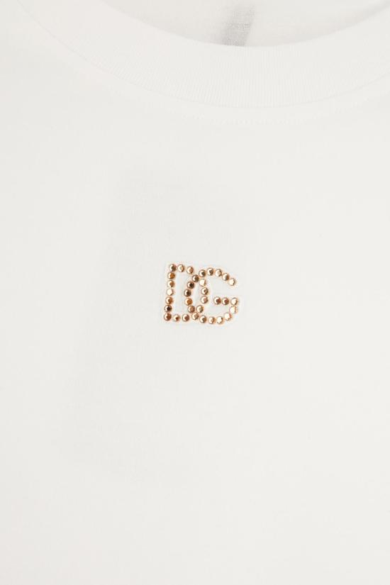 26SS 돌체앤가바나 DG 자수 & 라인스톤 저지 티셔츠 F8V42ZGDDL7W0800 WHITE - DOLCE & GABBANA