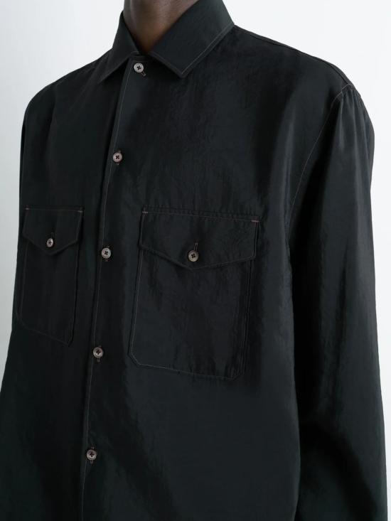 26SS 르메르 드라이 실크 컨버터블 칼라 셔츠 SH1233 LF1308BK999 - LEMAIRE