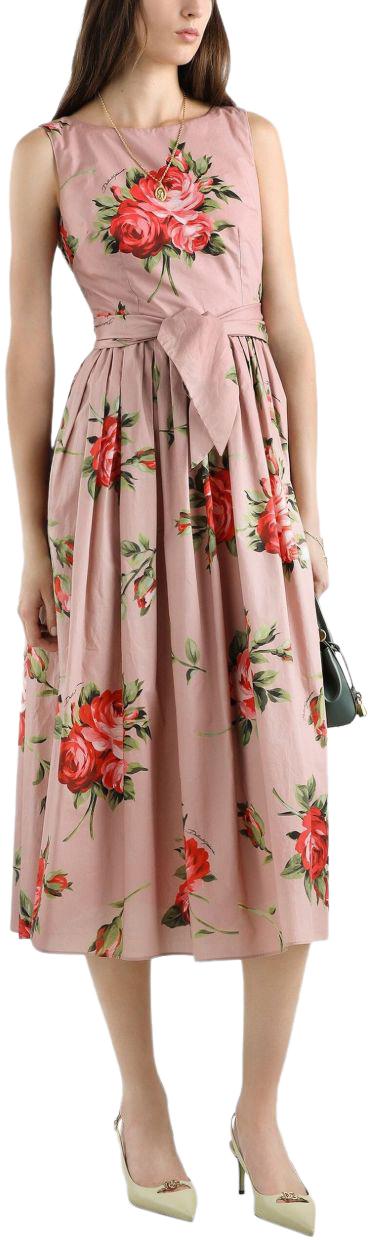 26SS 돌체앤가바나 로즈 부케 프린트 코튼 드레스 F612PTHS5UTHF5ZN PINK - DOLCE & GABBANA