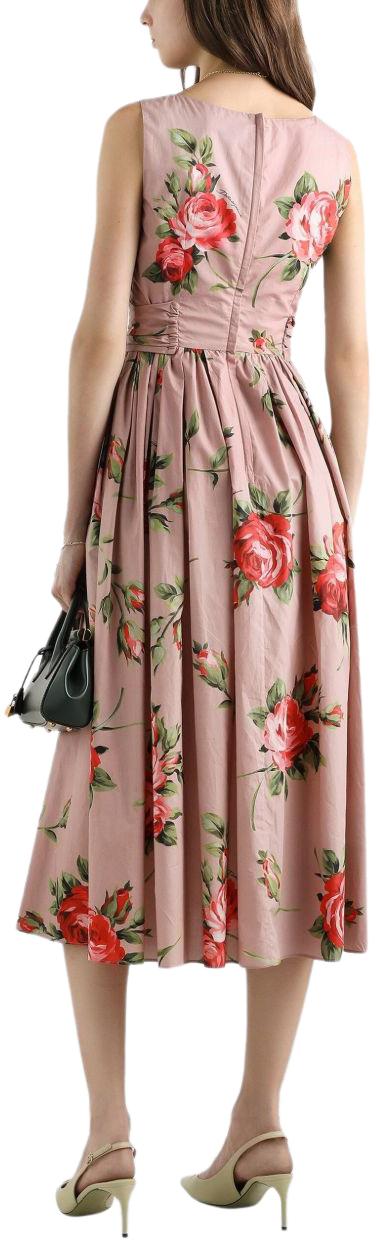 26SS 돌체앤가바나 로즈 부케 프린트 코튼 드레스 F612PTHS5UTHF5ZN PINK - DOLCE & GABBANA