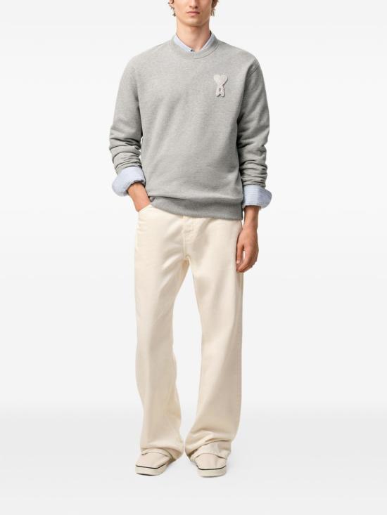 26SS 아미 빅 하트 로고 코튼 니트 스웨트셔츠 USW787 730A161 Grey - AMI
