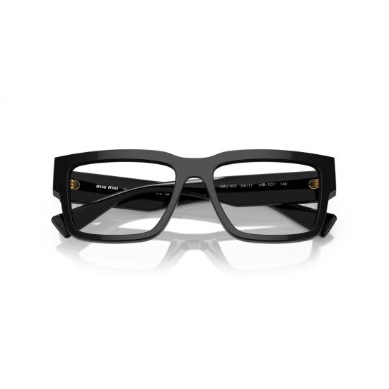 26SS 미우미우 안경 0Mu 02Xv 골드톤 액센트가 있는 오버사이즈 직사각형 아세테이트