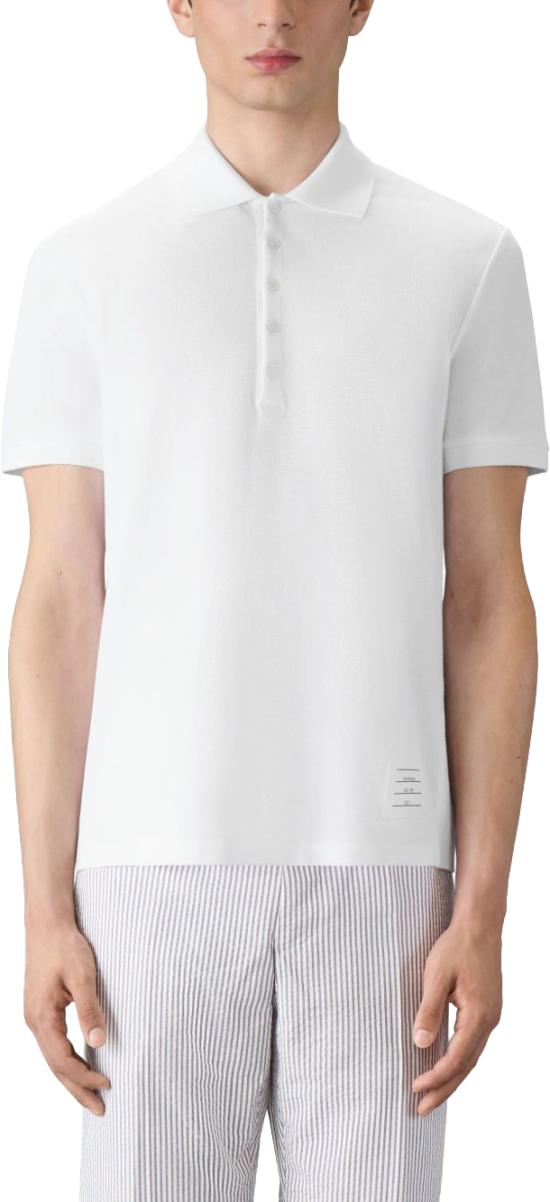 26SS 톰브라운 클래식 피케 4바 숏슬리브 폴로 티셔츠 MJP110P00050100 WHITE - THOM BROWNE