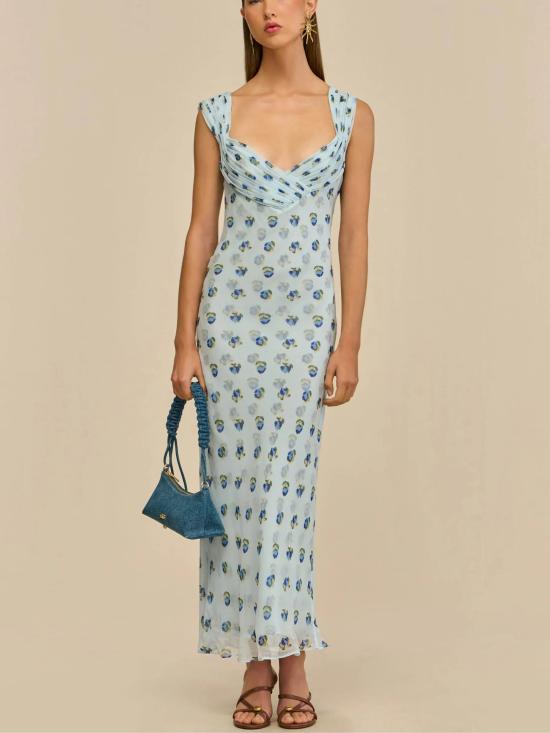 26SS 컬트 가이아 롱 원피스 DR32698CH3284 SMALLDOTDEEPLAKE Azzurro - CULT GAIA