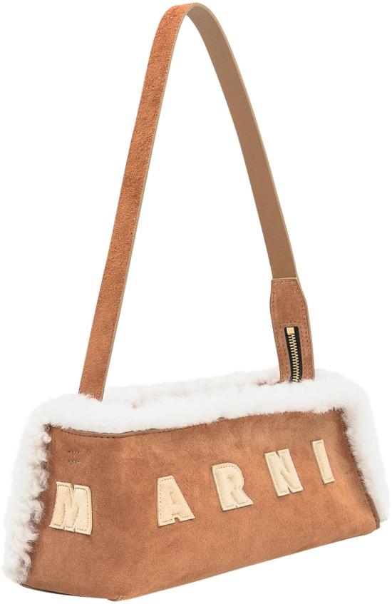 25FW 마르니 뮤제오 시어링 바게트 숄더백 SBMP0248Q1P8679Z0991 BEIGE - MARNI