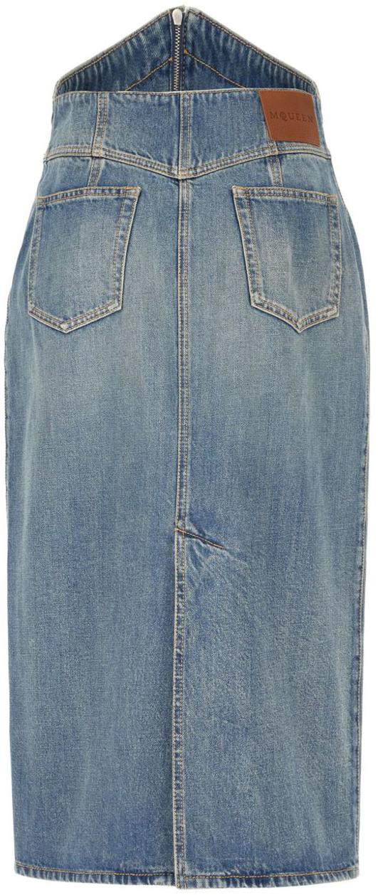 25SS 알렉산더 맥퀸 데님 스커트 817920QMACV4315 BLUE - ALEXANDER MCQUEEN