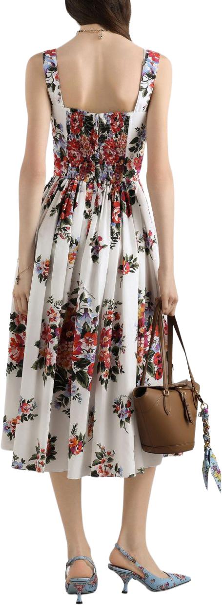 26SS 돌체앤가바나 플라워 부케 프린트 코튼 드레스 F6TTGTHS5UUHA5ZO WHITE - DOLCE & GABBANA